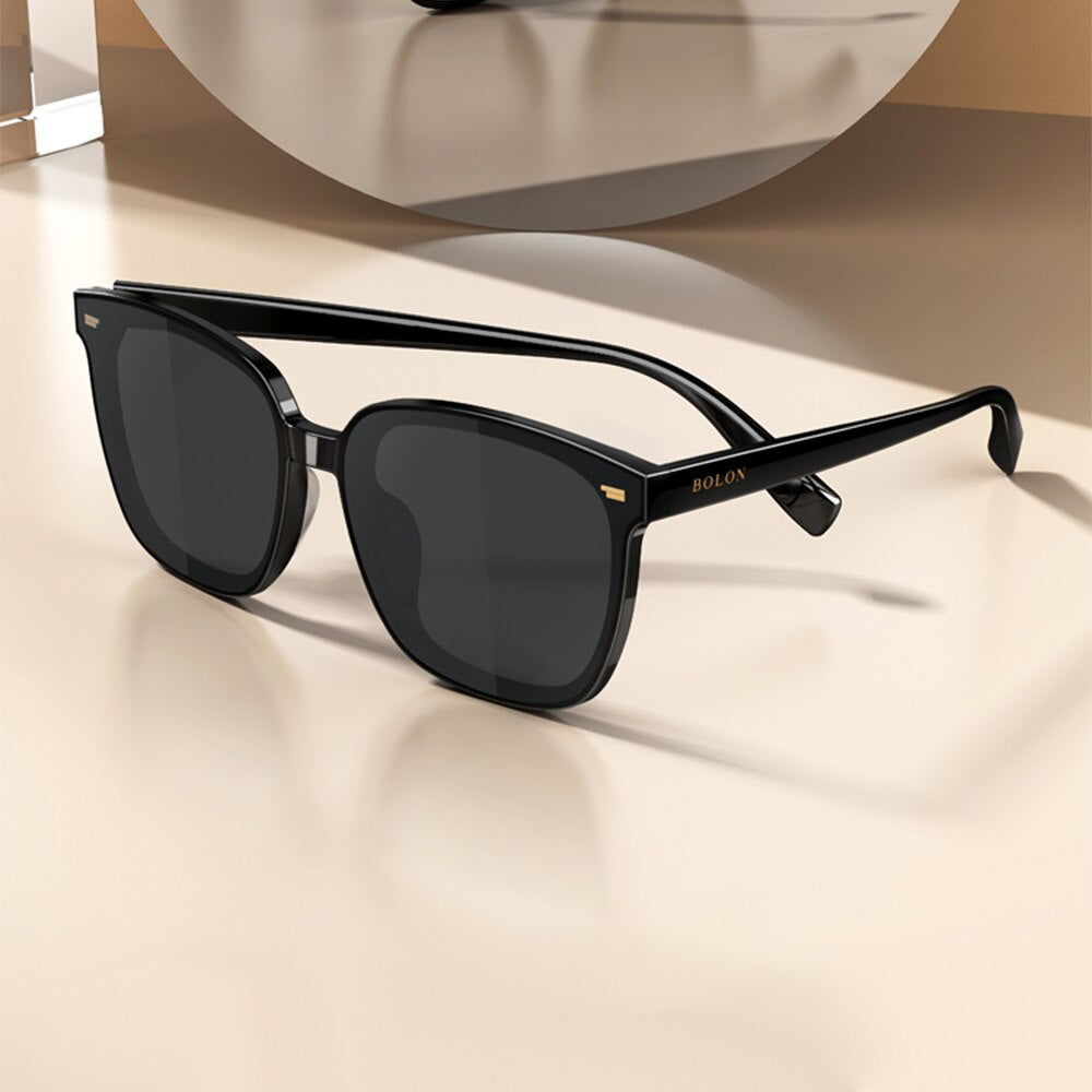BOLON 2023 Men Square Black Sunglasses Premium Quality Polarized