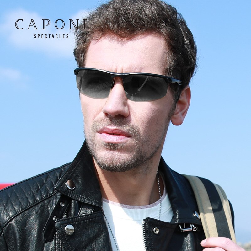 CAPONI Men Sunglasses Polaroid Sports Aluminium Frame UV Protect