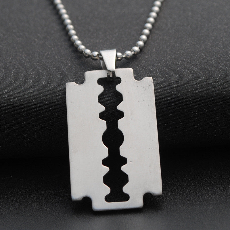  Necklace Pendant Razor Blade Necklace Men's Stainless