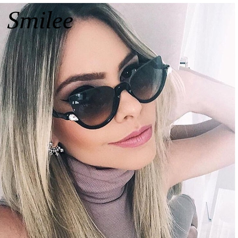 Diamond Cat Eye Sunglasses for Women Trendy Retro Rhinestone Sun Glasses  Ladies Sexy Crystal Transparent Lens Cateye Eyeglasses