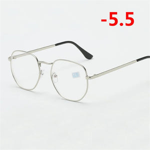 0 -1.0 -1.5 -2.0 To -6 Polygon Myopia Glasses Finished Women Men Retro Student Diopter Spectacles Prescription Black/Gold Frame