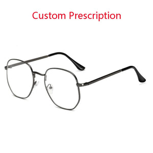 0 -1.0 -1.5 -2.0 To -6 Polygon Myopia Glasses Finished Women Men Retro Student Diopter Spectacles Prescription Black/Gold Frame