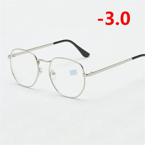 0 -1.0 -1.5 -2.0 To -6 Polygon Myopia Glasses Finished Women Men Retro Student Diopter Spectacles Prescription Black/Gold Frame