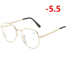 Load image into Gallery viewer, 0 -1.0 -1.5 -2.0 To -6 Polygon Myopia Glasses Finished Women Men Retro Student Diopter Spectacles Prescription Black/Gold Frame