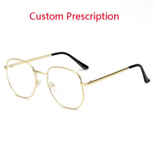 Load image into Gallery viewer, 0 -1.0 -1.5 -2.0 To -6 Polygon Myopia Glasses Finished Women Men Retro Student Diopter Spectacles Prescription Black/Gold Frame