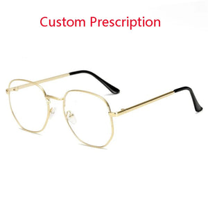 0 -1.0 -1.5 -2.0 To -6 Polygon Myopia Glasses Finished Women Men Retro Student Diopter Spectacles Prescription Black/Gold Frame