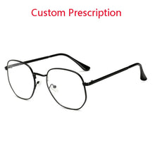 Load image into Gallery viewer, 0 -1.0 -1.5 -2.0 To -6 Polygon Myopia Glasses Finished Women Men Retro Student Diopter Spectacles Prescription Black/Gold Frame