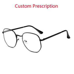 0 -1.0 -1.5 -2.0 To -6 Polygon Myopia Glasses Finished Women Men Retro Student Diopter Spectacles Prescription Black/Gold Frame