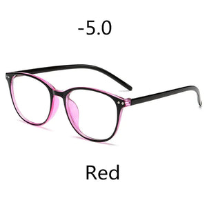 0 -1 -1.5 -2 -2.5 -3 -3.5 -4 -4.5 -5.0 -5.5 -6.0 Classic Rivets Myopia Glasses With Degree Women Men Black Glasses Frame