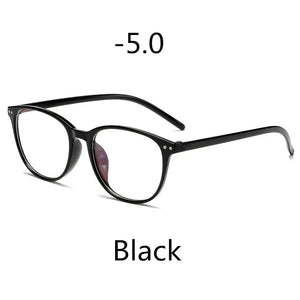 0 -1 -1.5 -2 -2.5 -3 -3.5 -4 -4.5 -5.0 -5.5 -6.0 Classic Rivets Myopia Glasses With Degree Women Men Black Glasses Frame