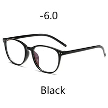 Carica l&#39;immagine nel visualizzatore di Gallery, 0 -1 -1.5 -2 -2.5 -3 -3.5 -4 -4.5 -5.0 -5.5 -6.0 Classic Rivets Myopia Glasses With Degree Women Men Black Glasses Frame