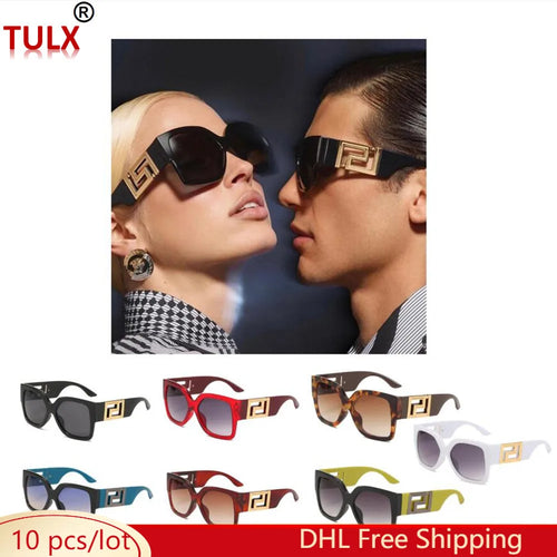 10pcs Bulk   Square Sunglasses Summer Women Big Frame Colorful Sun Glasses Female Oversized Unisex Shades Eyewear 8117