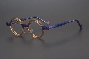 Vintage Spliced Acetate Frame Myopia Optical Reading Eyeglass Classical Round Hand Craft Women Man