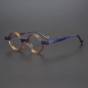 Vintage Spliced Acetate Frame Myopia Optical Reading Eyeglass Classical Round Hand Craft Women Man