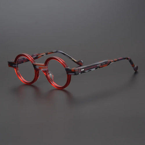 Vintage Spliced Acetate Frame Myopia Optical Reading Eyeglass Classical Round Hand Craft Women Man