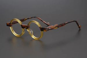 Vintage Spliced Acetate Frame Myopia Optical Reading Eyeglass Classical Round Hand Craft Women Man