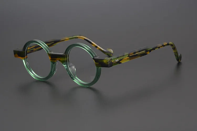 Vintage Spliced Acetate Frame Myopia Optical Reading Eyeglass Classical Round Hand Craft Women Man