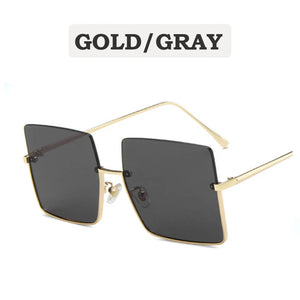 2023 New Lady Oversize Half Frame Metal Square Sunglasses Women Luxury Eyewear oculos de sol feminino Sun Glasses UV400