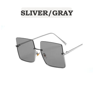 2023 New Lady Oversize Half Frame Metal Square Sunglasses Women Luxury Eyewear oculos de sol feminino Sun Glasses UV400