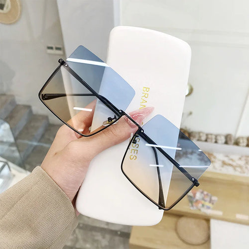 2023 New Lady Oversize Half Frame Metal Square Sunglasses Women Luxury Eyewear oculos de sol feminino Sun Glasses UV400