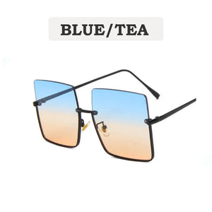 2023 New Lady Oversize Half Frame Metal Square Sunglasses Women Luxury Eyewear oculos de sol feminino Sun Glasses UV400