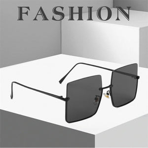 2023 New Lady Oversize Half Frame Metal Square Sunglasses Women Luxury Eyewear oculos de sol feminino Sun Glasses UV400