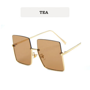 2023 New Lady Oversize Half Frame Metal Square Sunglasses Women Luxury Eyewear oculos de sol feminino Sun Glasses UV400