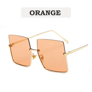 2023 New Lady Oversize Half Frame Metal Square Sunglasses Women Luxury Eyewear oculos de sol feminino Sun Glasses UV400