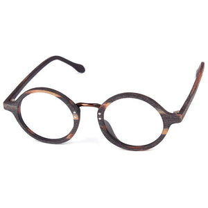 45mm Wood Frame Round Optical Handmade Vintage Retro Eyeglass Frames Spectacles RX