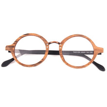 Load image into Gallery viewer, 45mm Wood Frame Round Optical Handmade Vintage Retro Eyeglass Frames Spectacles RX