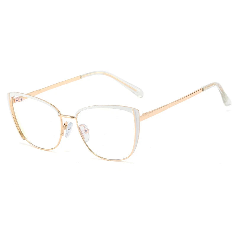 48286 Cat Eye Anti Blue Light Optical Glasses Frames Metal Women Men TR90  Computer Eyeglasses