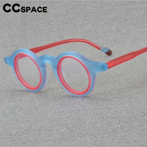 56916  Scrub Colorful Acetate Glasses Frame Lady Colorful Round Clear Eyewear Men Anti Blue Light Computer Glasses