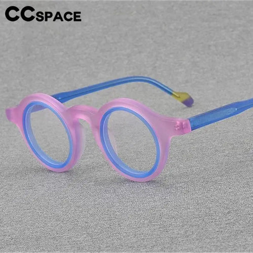 56916  Scrub Colorful Acetate Glasses Frame Lady Colorful Round Clear Eyewear Men Anti Blue Light Computer Glasses