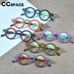 56916  Scrub Colorful Acetate Glasses Frame Lady Colorful Round Clear Eyewear Men Anti Blue Light Computer Glasses