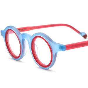 56916  Scrub Colorful Acetate Glasses Frame Lady Colorful Round Clear Eyewear Men Anti Blue Light Computer Glasses