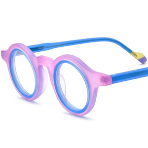 56916  Scrub Colorful Acetate Glasses Frame Lady Colorful Round Clear Eyewear Men Anti Blue Light Computer Glasses