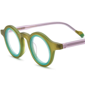 56916  Scrub Colorful Acetate Glasses Frame Lady Colorful Round Clear Eyewear Men Anti Blue Light Computer Glasses