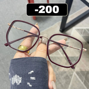 Ahora Retro Oversized Finished Myopia Glasses Frame With Diopters for Women Men Ins Style Square Large Frame Spectacles Frames