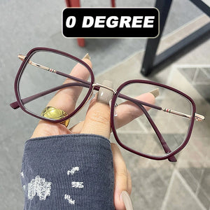 Ahora Retro Oversized Finished Myopia Glasses Frame With Diopters for Women Men Ins Style Square Large Frame Spectacles Frames