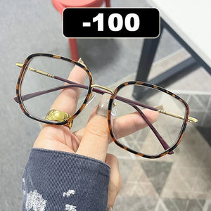 Ahora Retro Oversized Finished Myopia Glasses Frame With Diopters for Women Men Ins Style Square Large Frame Spectacles Frames