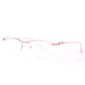 Alloy Men Women Metal Half Rimless Anti Blue Light Eyeglasses Frame Myopia Prescription Glasses Transparent Clear Lens