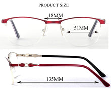 Carica l&#39;immagine nel visualizzatore di Gallery, Alloy Men Women Metal Half Rimless Anti Blue Light Eyeglasses Frame Myopia Prescription Glasses Transparent Clear Lens