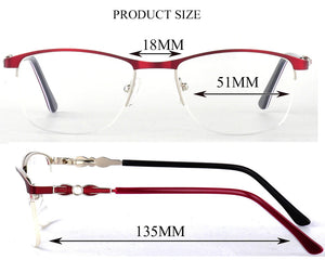 Alloy Men Women Metal Half Rimless Anti Blue Light Eyeglasses Frame Myopia Prescription Glasses Transparent Clear Lens