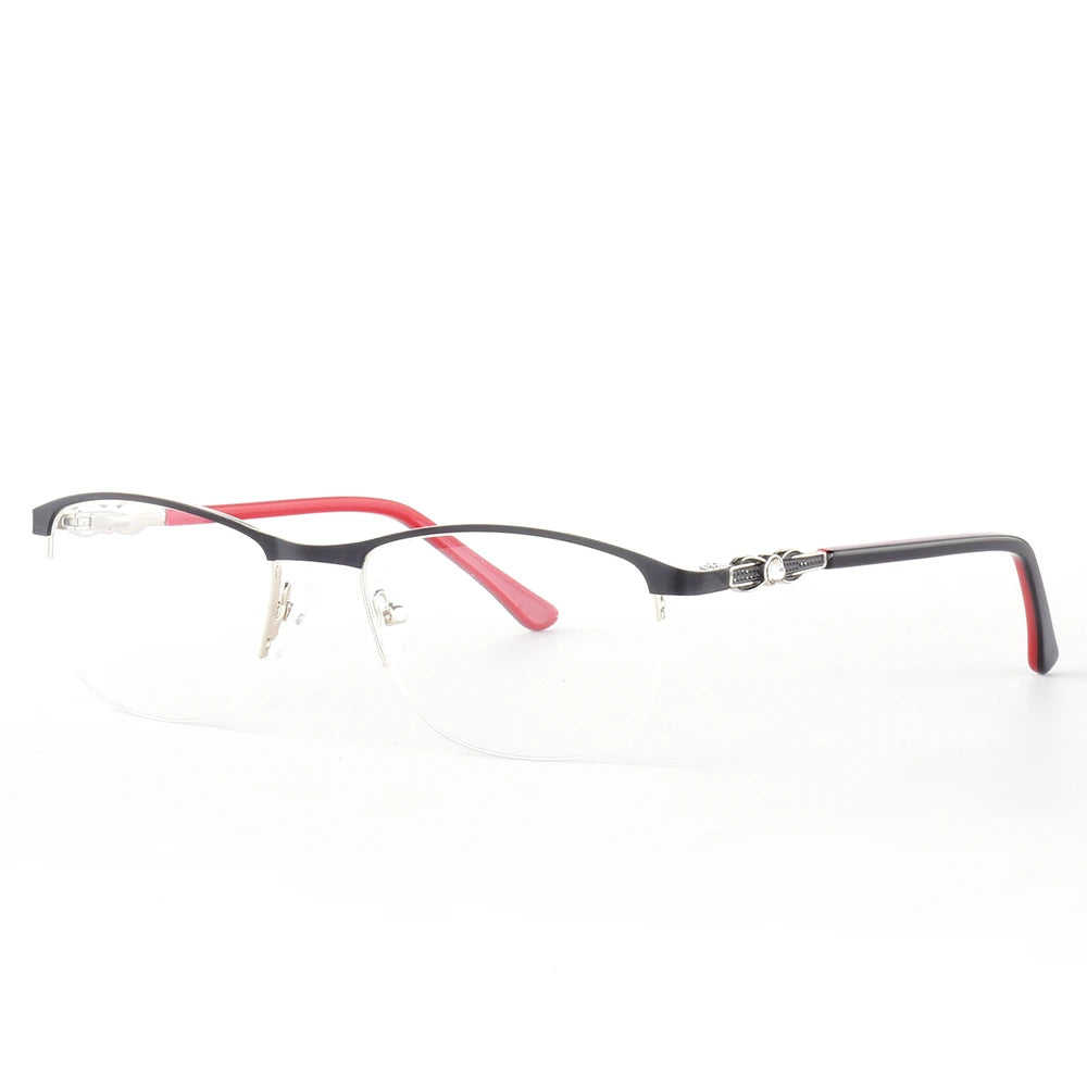 Alloy Men Women Metal Half Rimless Anti Blue Light Eyeglasses Frame Myopia Prescription Glasses Transparent Clear Lens