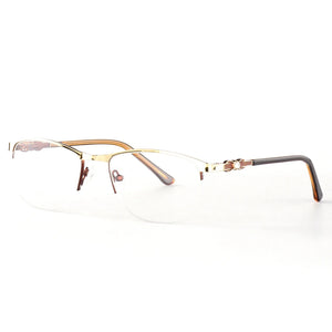 Alloy Men Women Metal Half Rimless Anti Blue Light Eyeglasses Frame Myopia Prescription Glasses Transparent Clear Lens