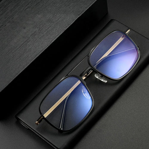 Aluminum Square Glasses Frame Men Titanium Vintage Anti Blue Light Glasses Women Optical Myopia Eyeglasses Frames Clear Eyewear