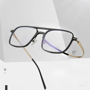 Aluminum Square Glasses Frame Men Titanium Vintage Anti Blue Light Glasses Women Optical Myopia Eyeglasses Frames Clear Eyewear