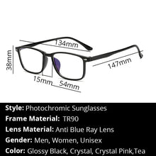 Carica l&#39;immagine nel visualizzatore di Gallery, Anti Blue Ray Photochromic Computer Glasses Women Transparent Eye Glasses Frames For Men Eyeglasses Screen Game UV400 Spectacle