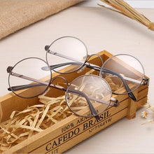 Carica l&#39;immagine nel visualizzatore di Gallery, Anti blue Unisex Women Men Retro Round Metal Frame Clear Lens Glasses UV 400 silver gold anti-radiation Nerd Spectacles Eyeglass