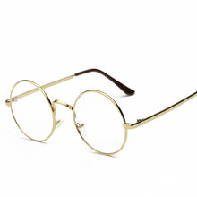 Carica l&#39;immagine nel visualizzatore di Gallery, Anti blue Unisex Women Men Retro Round Metal Frame Clear Lens Glasses UV 400 silver gold anti-radiation Nerd Spectacles Eyeglass